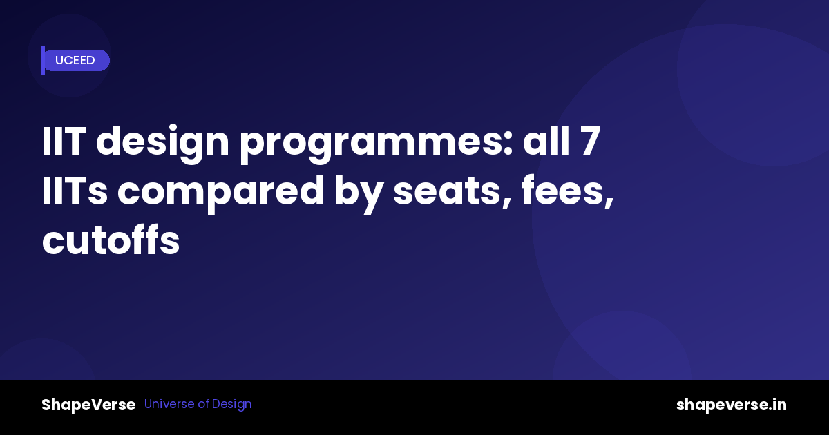 IIT design programmes: all 7 IITs compared (seats, fees, cutoffs)